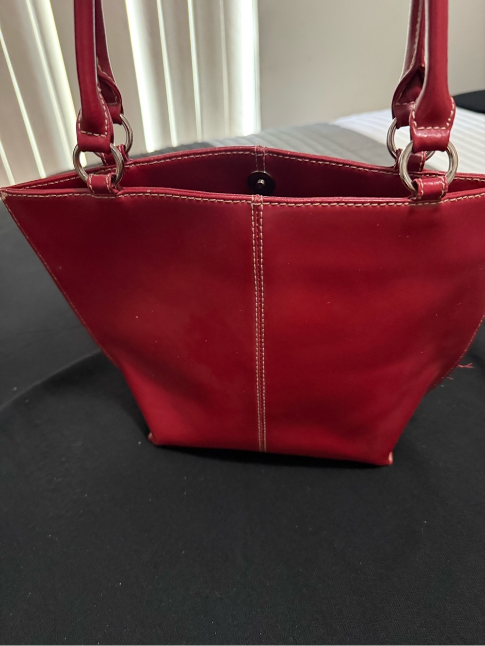 Red Leather Shoulder Bag - Classic Women’s Tote